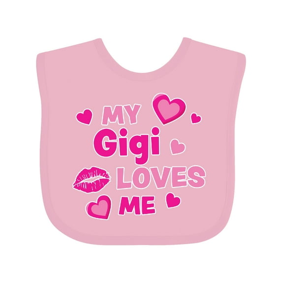 Inktastic Valentine's Day My Gigi Loves Me Hearts and Lips Boys or Girls Baby Bib