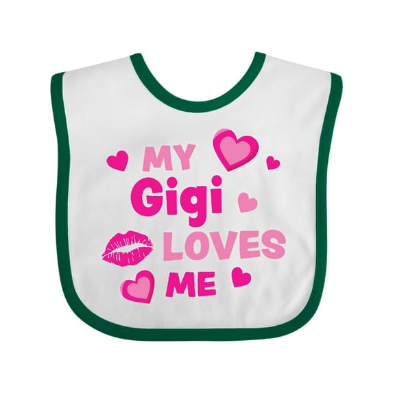 Inktastic Valentine's Day My Gigi Loves Me Hearts and Lips Boys or Girls Baby Bib
