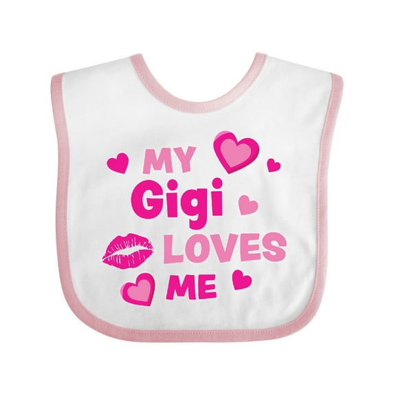 Inktastic Valentine's Day My Gigi Loves Me Hearts and Lips Boys or Girls Baby Bib