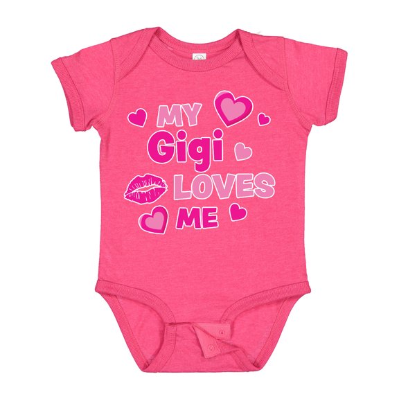 Inktastic Valentine's Day My Gigi Loves Me Hearts and Lips Boys or Girls Baby Bodysuit