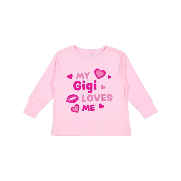 Inktastic Valentine's Day My Gigi Loves Me Hearts and Lips Boys or Girls Long Sleeve Toddler T-Shirt