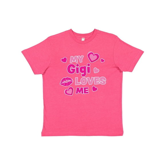 Inktastic Valentine's Day My Gigi Loves Me Hearts and Lips Youth T-Shirt