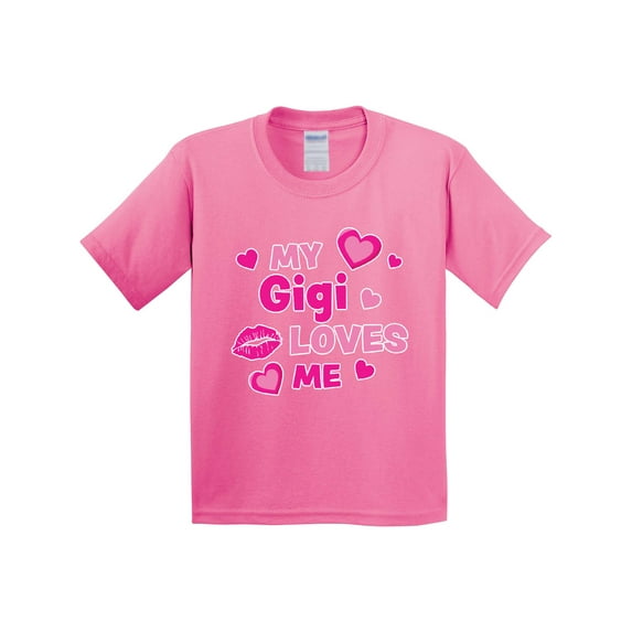 Inktastic Valentine's Day My Gigi Loves Me Hearts and Lips Youth T-Shirt