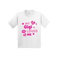 thumbnail image 1 of Inktastic Valentine's Day My Gigi Loves Me Hearts and Lips Youth T-Shirt, 1 of 5