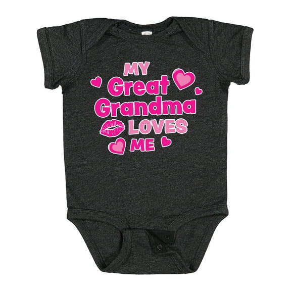 Inktastic Valentine's Day My Great Grandma Loves Me Hearts and Lips Boys or Girls Baby Bodysuit