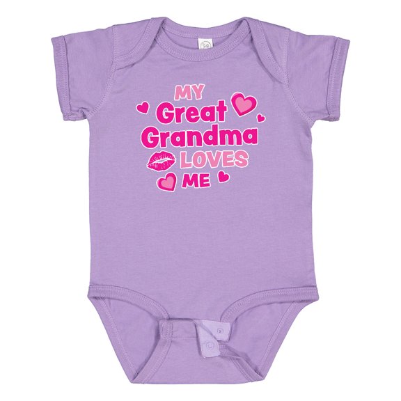 Inktastic Valentine's Day My Great Grandma Loves Me Hearts and Lips Boys or Girls Baby Bodysuit