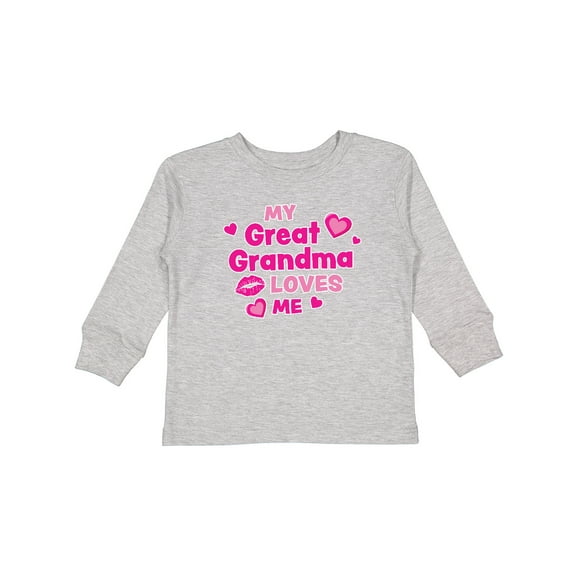 Inktastic Valentine's Day My Great Grandma Loves Me Hearts and Lips Boys or Girls Long Sleeve Toddler T-Shirt