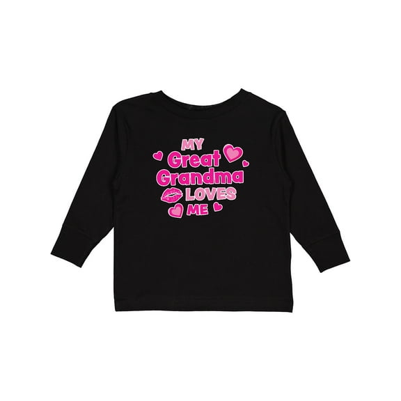 Inktastic Valentine's Day My Great Grandma Loves Me Hearts and Lips Boys or Girls Long Sleeve Toddler T-Shirt