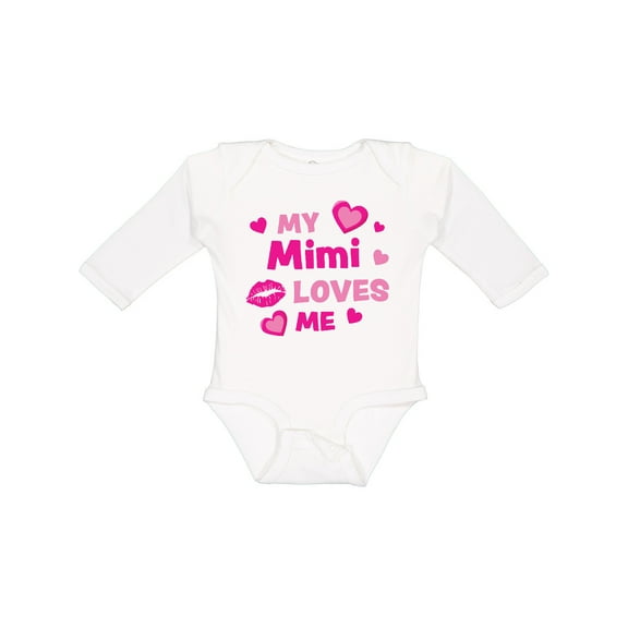 Inktastic Valentine's Day My Mimi Loves Me Hearts and Lips Boys or Girls Long Sleeve Baby Bodysuit