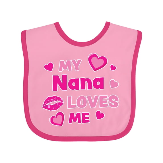 Inktastic Valentine's Day My Nana Loves Me Hearts and Lips Boys or Girls Baby Bib