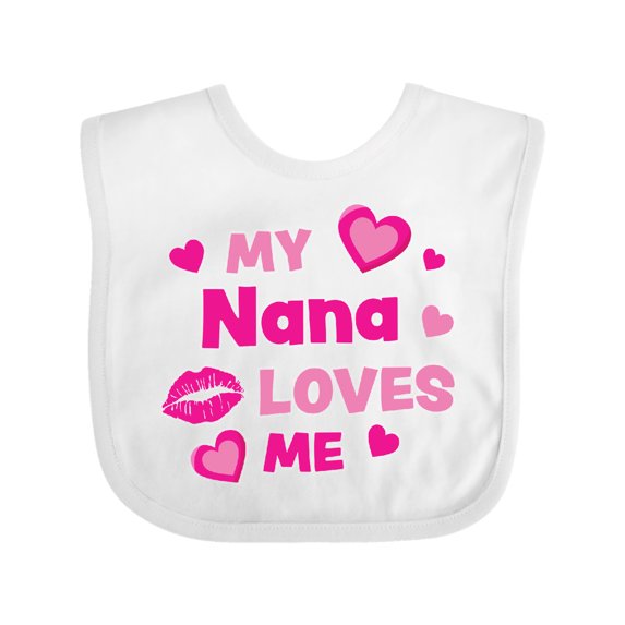 Inktastic Valentine's Day My Nana Loves Me Hearts and Lips Boys or Girls Baby Bib