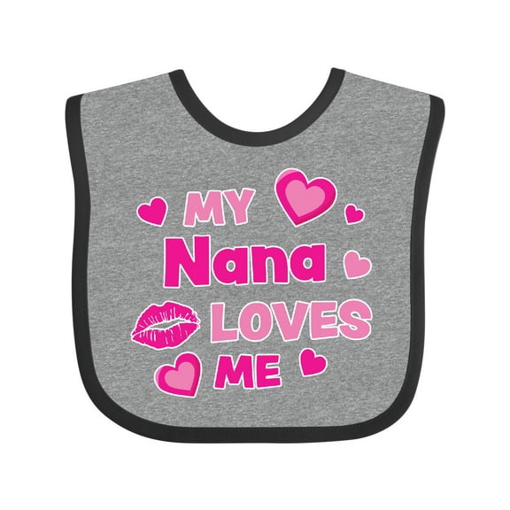 Inktastic Valentine's Day My Nana Loves Me Hearts and Lips Boys or Girls Baby Bib