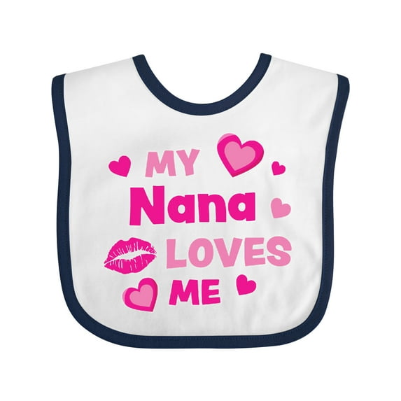 Inktastic Valentine's Day My Nana Loves Me Hearts and Lips Boys or Girls Baby Bib