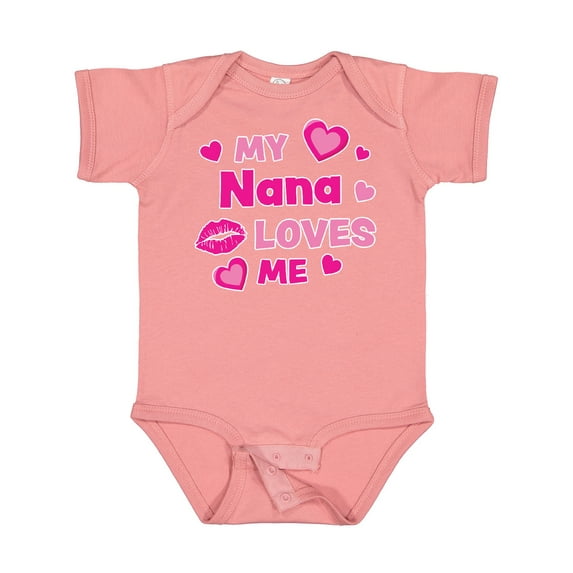 Inktastic Valentine's Day My Nana Loves Me Hearts and Lips Boys or Girls Baby Bodysuit