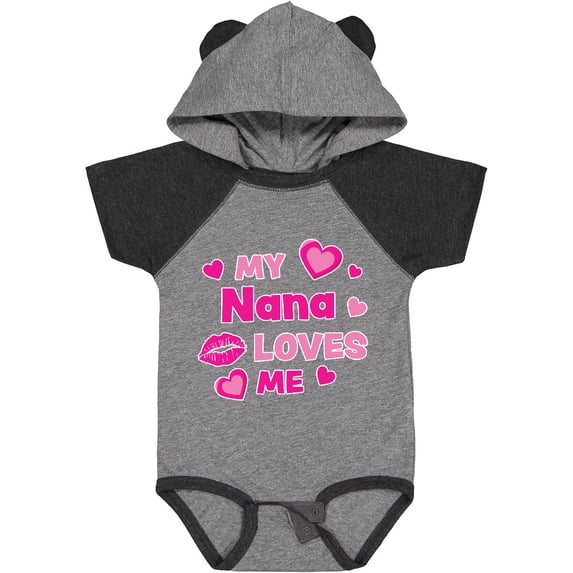 Inktastic Valentine's Day My Nana Loves Me Hearts and Lips Boys or Girls Baby Bodysuit
