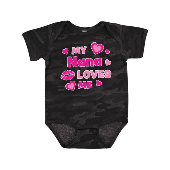 Inktastic Valentine's Day My Nana Loves Me Hearts and Lips Boys or Girls Baby Bodysuit