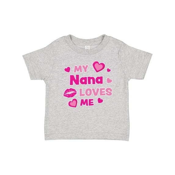 Inktastic Valentine's Day My Nana Loves Me Hearts and Lips Boys or Girls Baby T-Shirt
