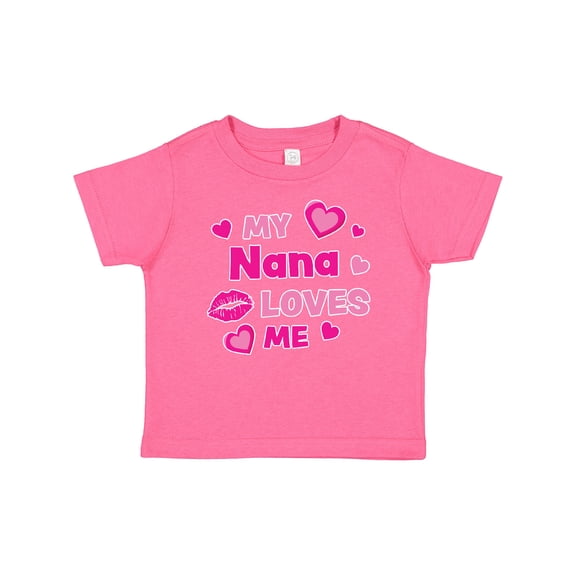 Inktastic Valentine's Day My Nana Loves Me Hearts and Lips Boys or Girls Baby T-Shirt