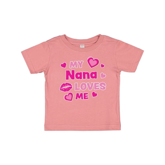 Inktastic Valentine's Day My Nana Loves Me Hearts and Lips Boys or Girls Baby T-Shirt