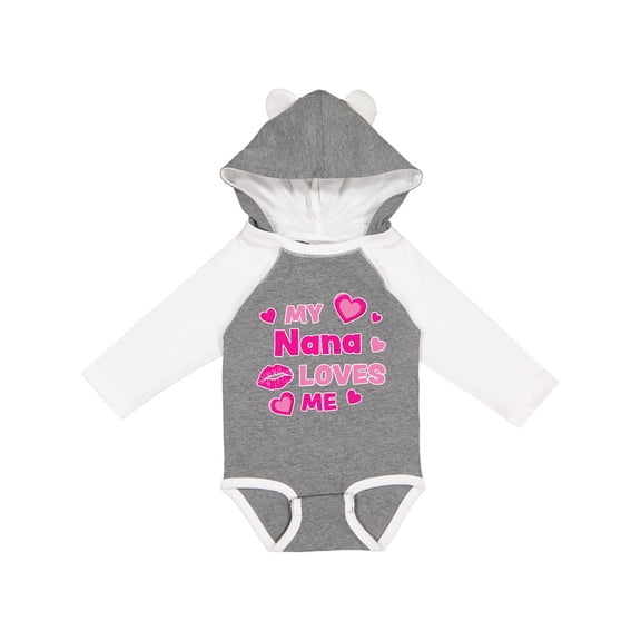 Inktastic Valentine's Day My Nana Loves Me Hearts and Lips Boys or Girls Long Sleeve Baby Bodysuit