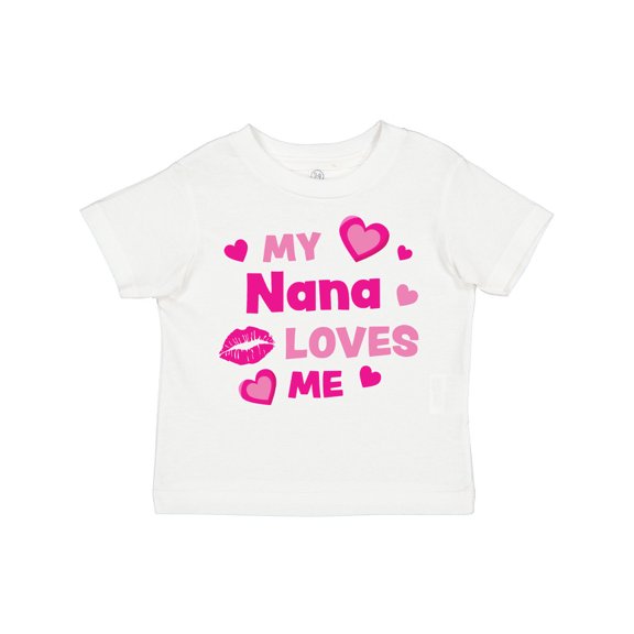 Inktastic Valentine's Day My Nana Loves Me Hearts and Lips Boys or Girls Toddler T-Shirt