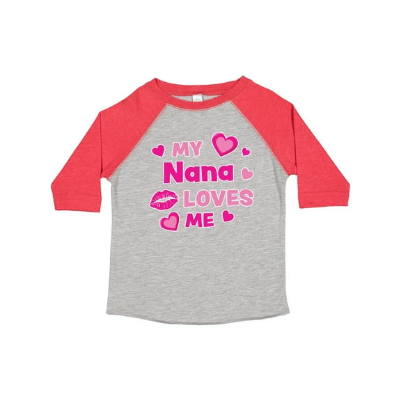 Inktastic Valentine's Day My Nana Loves Me Hearts and Lips Boys or Girls Toddler T-Shirt