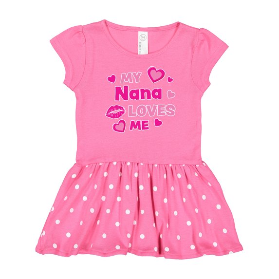 Inktastic Valentine's Day My Nana Loves Me Hearts and Lips Gift Baby Girl Dress