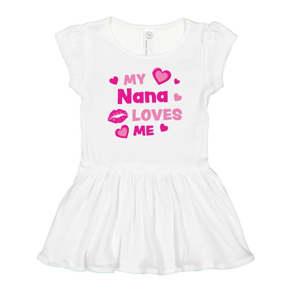 Inktastic Valentine's Day My Nana Loves Me Hearts and Lips Girls Baby Dress