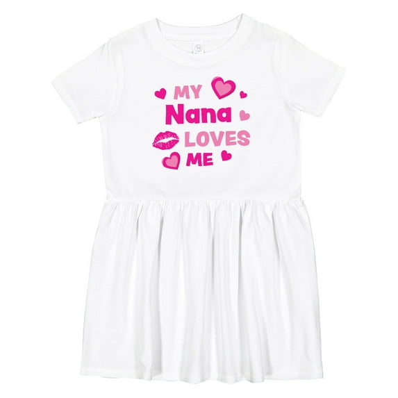 Inktastic Valentine's Day My Nana Loves Me Hearts and Lips Girls Toddler Dress