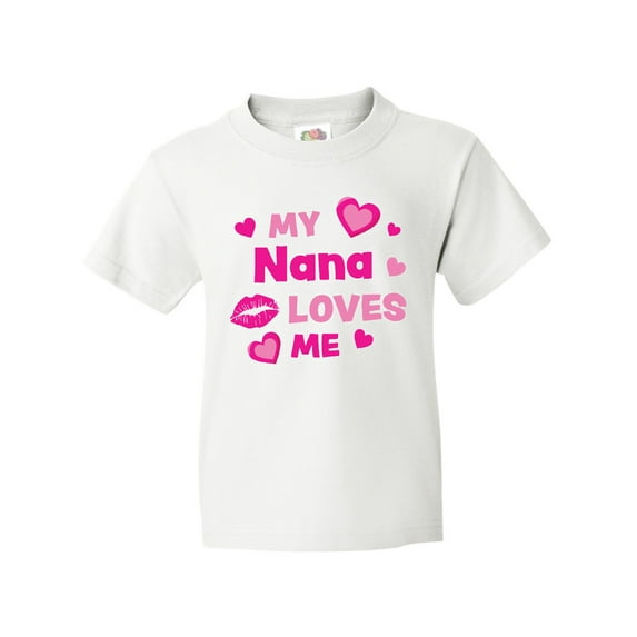 Inktastic Valentine's Day My Nana Loves Me Hearts and Lips Youth T-Shirt