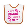 thumbnail image 1 of Inktastic Valentine's Day My Nonni Loves Me Hearts and Lips Boys or Girls Baby Bib, 1 of 4