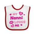 thumbnail image 1 of Inktastic Valentine's Day My Nonni Loves Me Hearts and Lips Boys or Girls Baby Bib, 1 of 4
