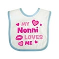 thumbnail image 1 of Inktastic Valentine's Day My Nonni Loves Me Hearts and Lips Boys or Girls Baby Bib, 1 of 4