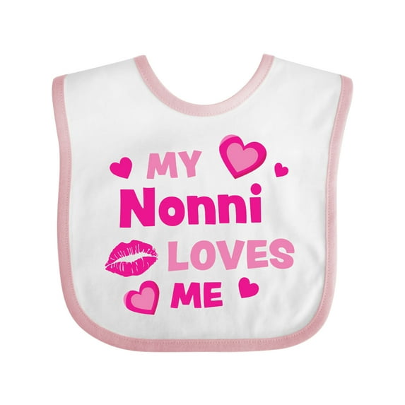 Inktastic Valentine's Day My Nonni Loves Me Hearts and Lips Boys or Girls Baby Bib