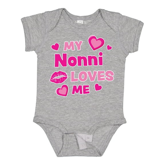 Inktastic Valentine's Day My Nonni Loves Me Hearts and Lips Boys or Girls Baby Bodysuit