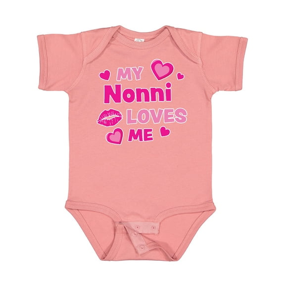Inktastic Valentine's Day My Nonni Loves Me Hearts and Lips Boys or Girls Baby Bodysuit