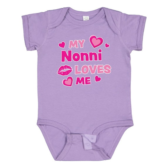 Inktastic Valentine's Day My Nonni Loves Me Hearts and Lips Boys or Girls Baby Bodysuit