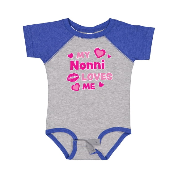 Inktastic Valentine's Day My Nonni Loves Me Hearts and Lips Boys or Girls Baby Bodysuit