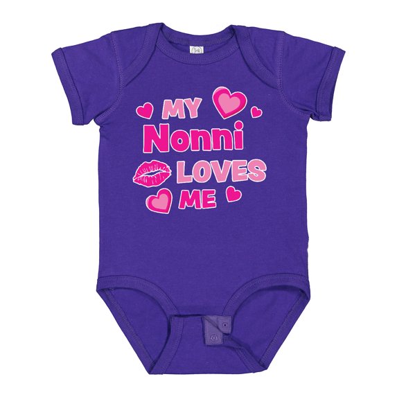 Inktastic Valentine's Day My Nonni Loves Me Hearts and Lips Boys or Girls Baby Bodysuit