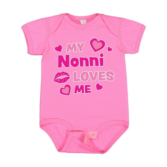 Inktastic Valentine's Day My Nonni Loves Me Hearts and Lips Boys or Girls Baby Bodysuit