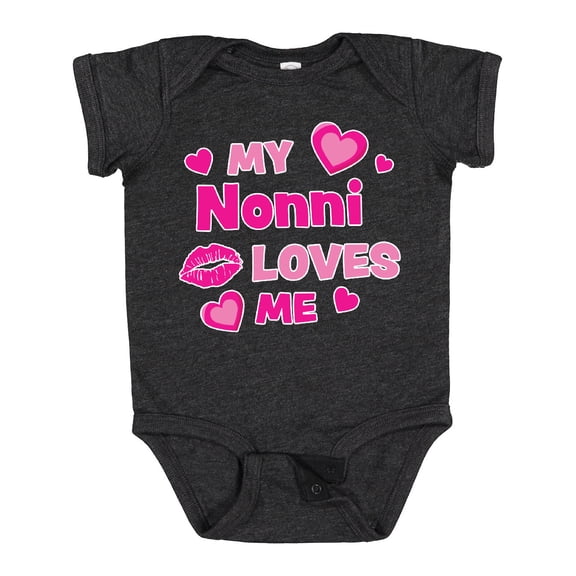 Inktastic Valentine's Day My Nonni Loves Me Hearts and Lips Boys or Girls Baby Bodysuit