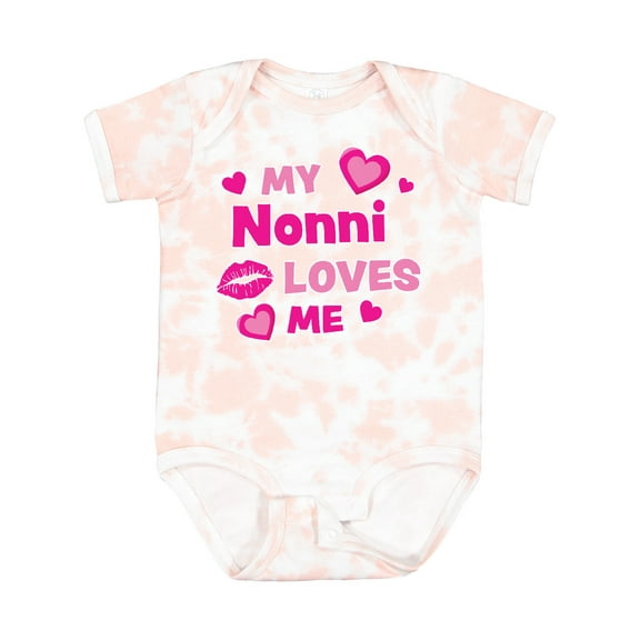 Inktastic Valentine's Day My Nonni Loves Me Hearts and Lips Boys or Girls Baby Bodysuit