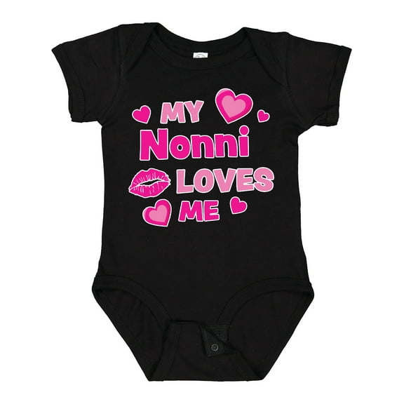 Inktastic Valentine's Day My Nonni Loves Me Hearts and Lips Boys or Girls Baby Bodysuit