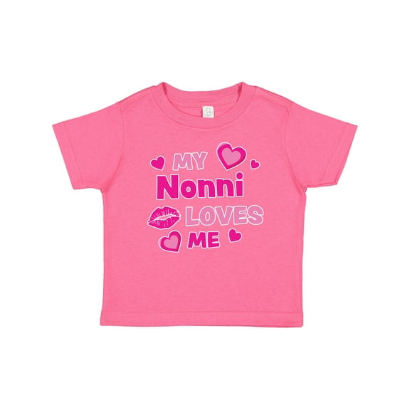 Inktastic Valentine's Day My Nonni Loves Me Hearts and Lips Boys or Girls Baby T-Shirt
