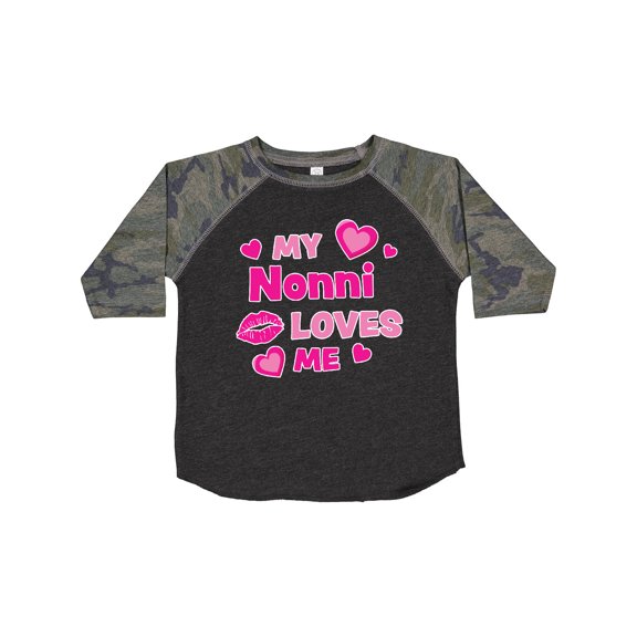 Inktastic Valentine's Day My Nonni Loves Me Hearts and Lips Boys or Girls Toddler T-Shirt