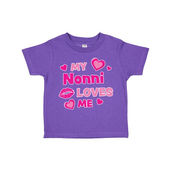 Inktastic Valentine's Day My Nonni Loves Me Hearts and Lips Boys or Girls Toddler T-Shirt
