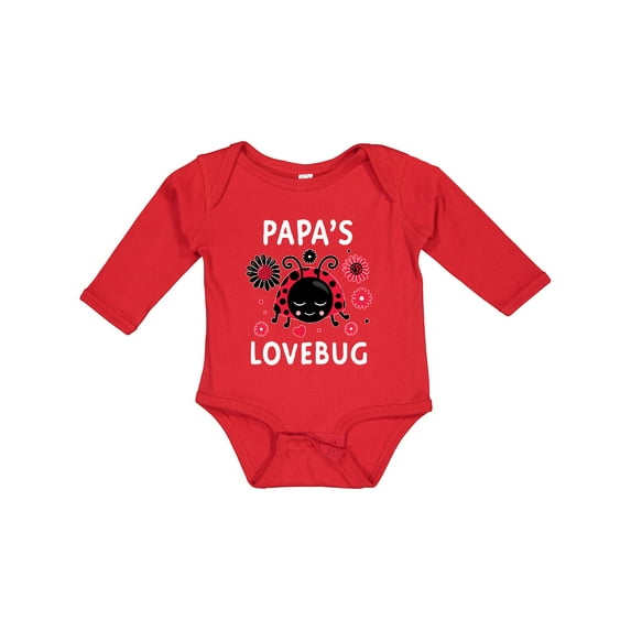 Inktastic Valentine's Day Papa's Lovebug Boys or Girls Long Sleeve Baby Bodysuit