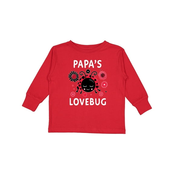 Inktastic Valentine's Day Papa's Lovebug Boys or Girls Long Sleeve Toddler T-Shirt