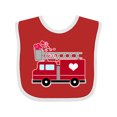 thumbnail image 1 of Inktastic Valentine's Day Red Firetruck with Pink Hearts Boys or Girls Baby Bib, 1 of 4