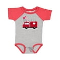 thumbnail image 1 of Inktastic Valentine's Day Red Firetruck with Pink Hearts Boys or Girls Baby Bodysuit, 1 of 5